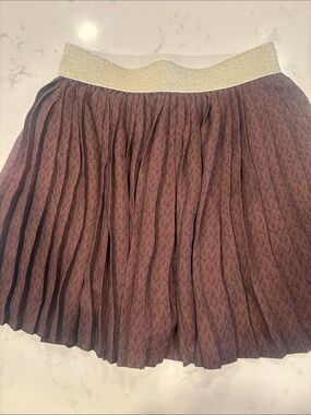 MICHAEL Michael Kors Kids Brown Pleated Skirt with Gold Waistband